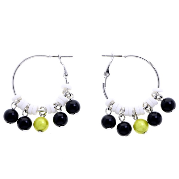 Designer Hoop Earrings Black & White NWT - Picture 3 of 3